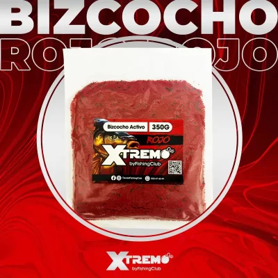 Bizcocho Activo Rojo Xtremo 350G – aditivo para engodo con gusanos y pellets