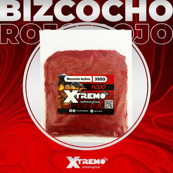 Bizcocho Activo Rojo Xtremo 350G – aditivo para engodo con gusanos y pellets