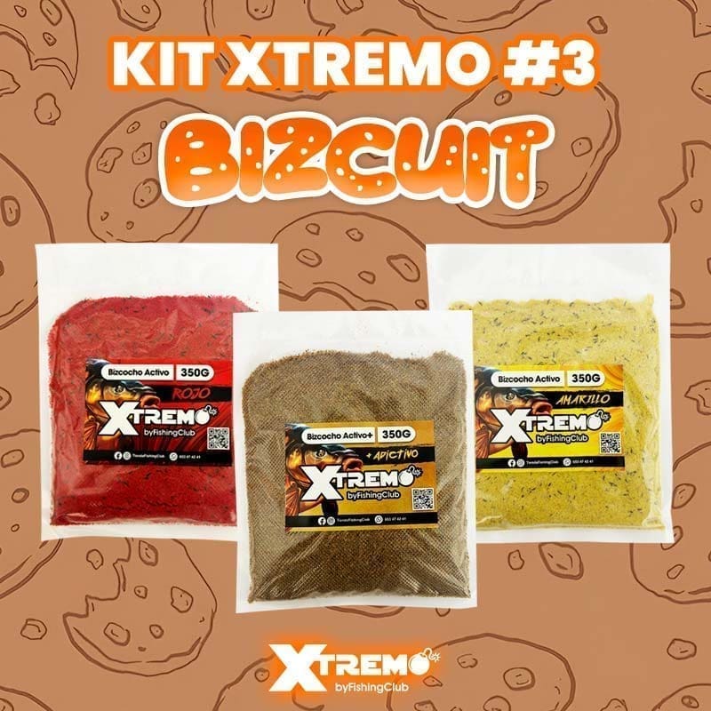 Kit Xtremo Bizcuit 3 bizcochos activos para engodo pesca
